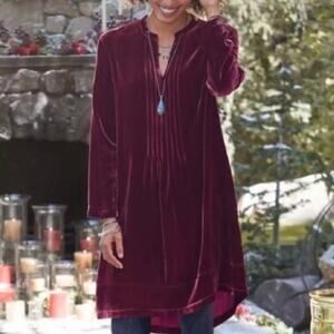 Sundance Womens Dark Purple Enchantment Velvet Shift Dress Medium